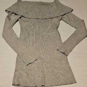 White House Black Market Metallic Knit Top